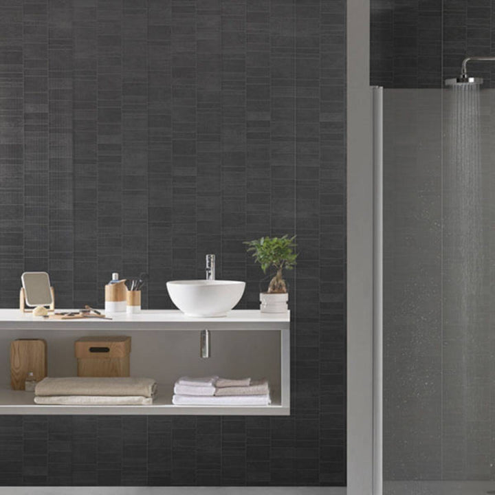 Grosfillex Element "Small Tile" Effect Pack of 3 Wall Panelling - Anthracite