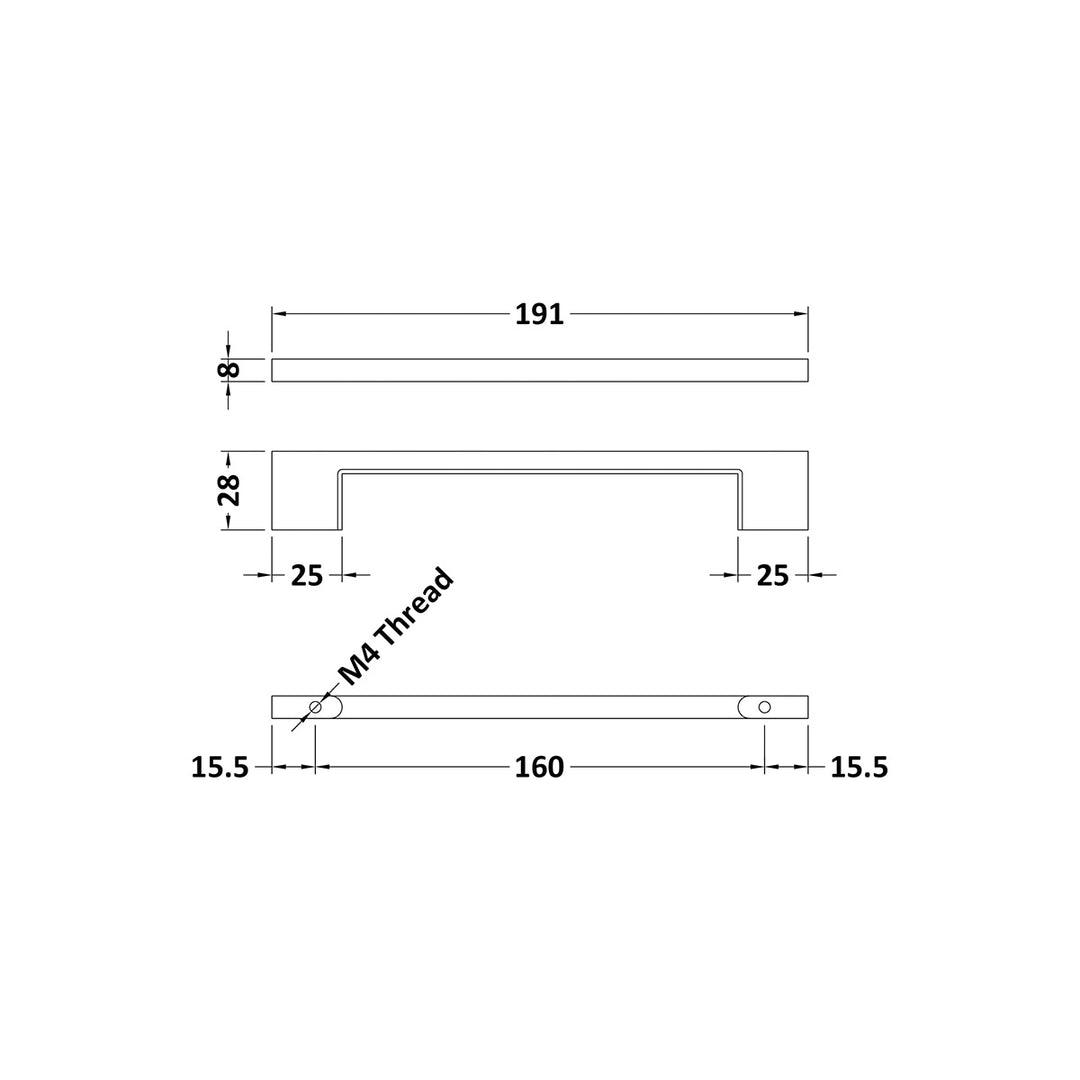 Chrome 190mm D Handle