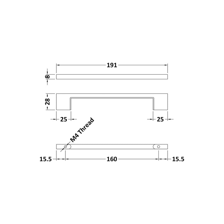 Chrome 190mm D Handle