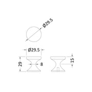 Nuie Indented Knob Handle - Chrome - Technical drawing