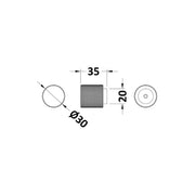 Nuie Indented Round Knob Handle - Matt Black - Technical drawing