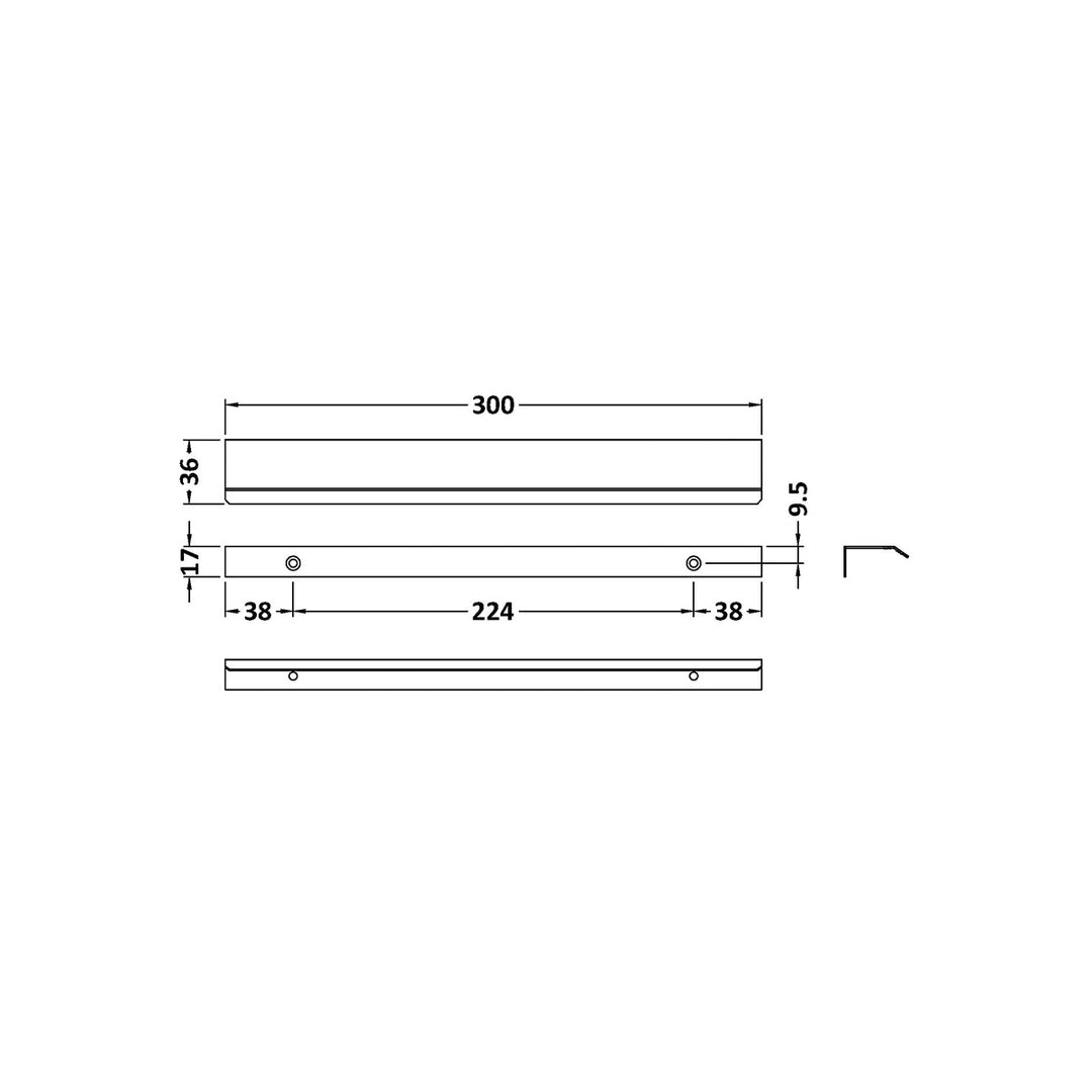 Matt Black 300mm Finger Pull Handle