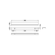 Chrome 300mm Finger Pull Handle - Technical drawing
