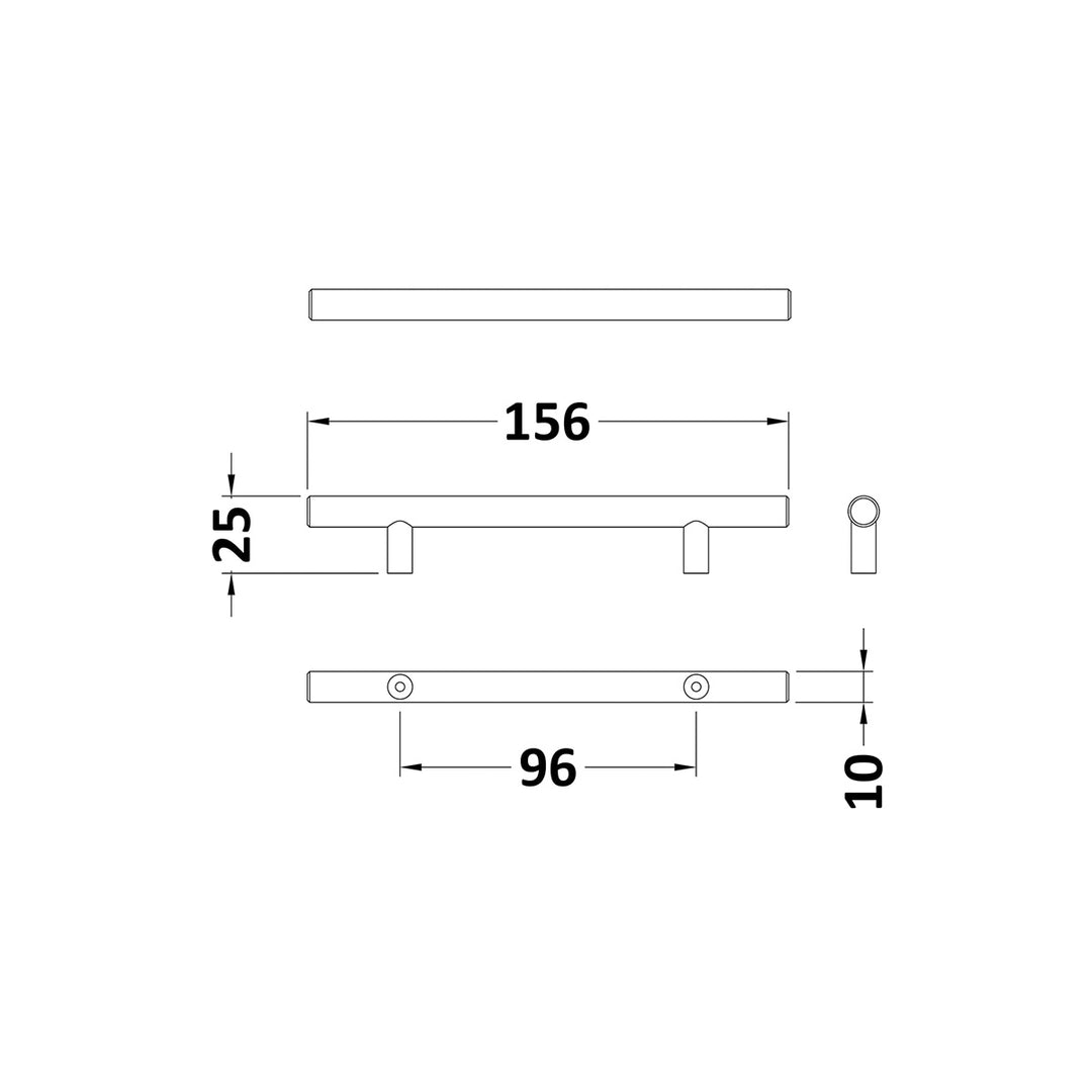156mm T-Bar Handle - Brushed Brass