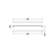 328mm D Handle - Matt Black - Technical drawing