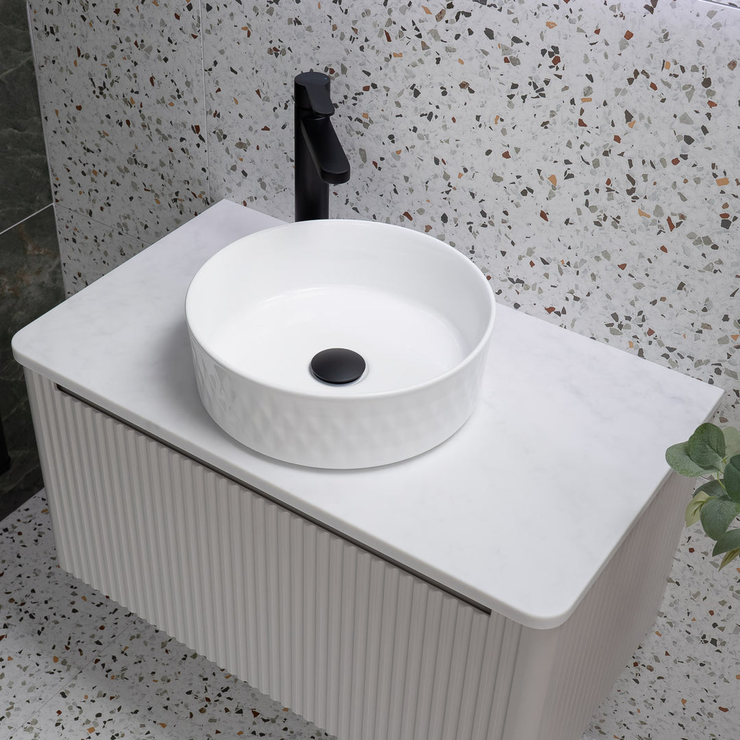 Josef Martin Estriado 800mm Wall Hung Vanity Unit &amp; Pebble Worktop - French Grey