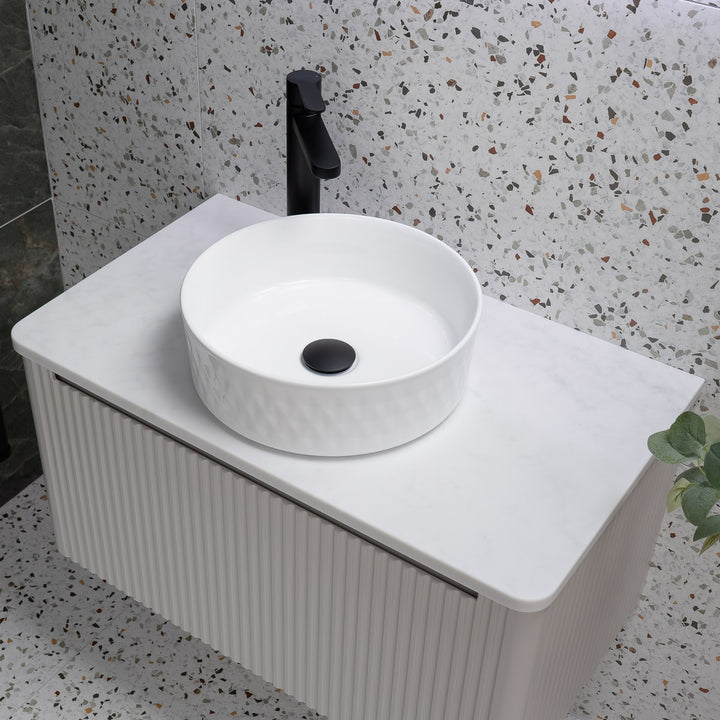 Josef Martin Estriado 800mm Wall Hung Vanity Unit &amp; Pebble Worktop - French Grey