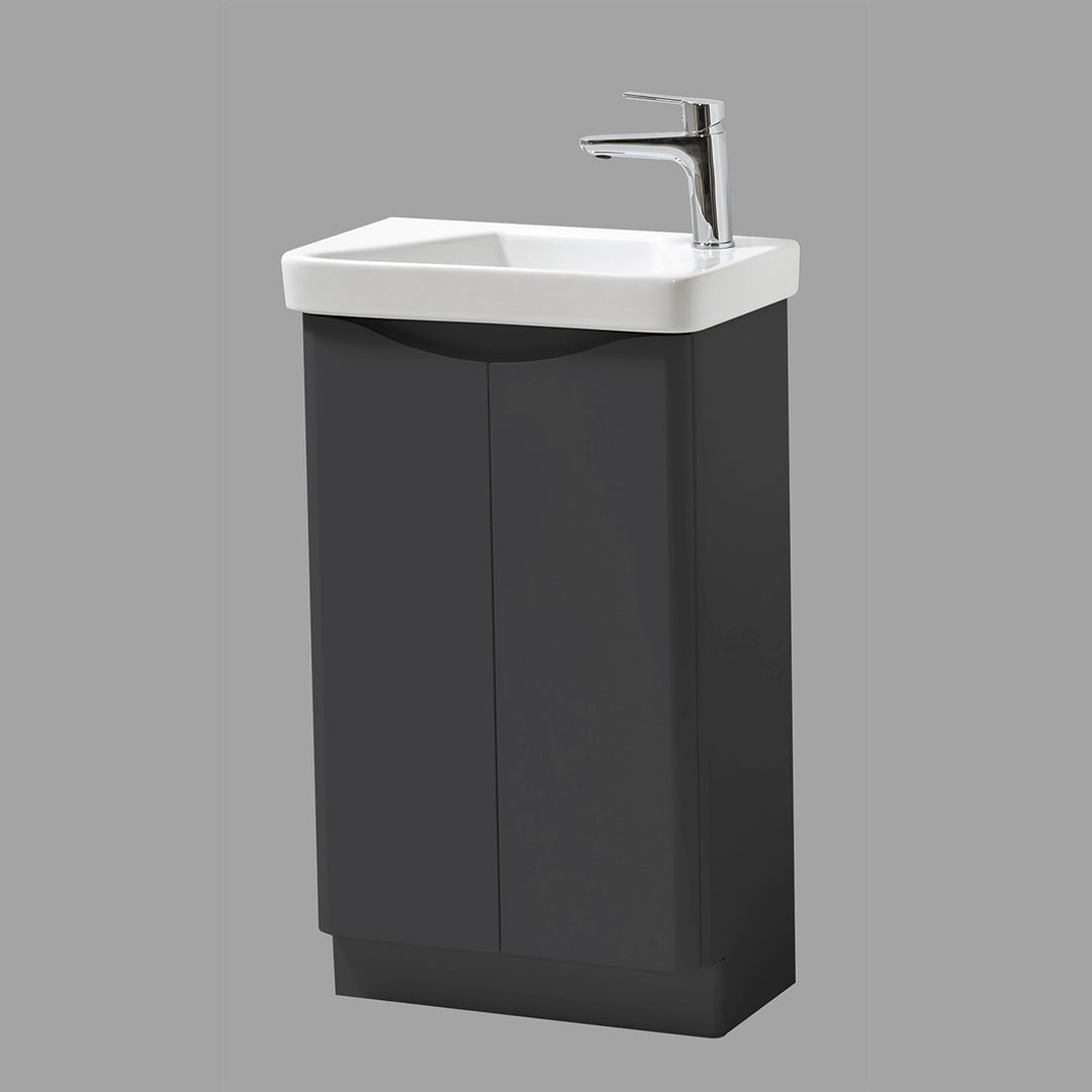 Happi 500mm Floor Standing Cloakroom Vanity Unit &amp; Basin - Matt Anthracite