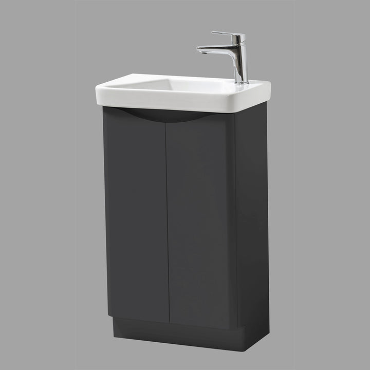 Happi 500mm Floor Standing Cloakroom Vanity Unit &amp; Basin - Matt Anthracite