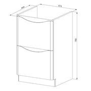 Happi 500mm Floor Standing 2 Drawer Vanity Unit & Basin - Matt Grey Anthracite - Technical drawing