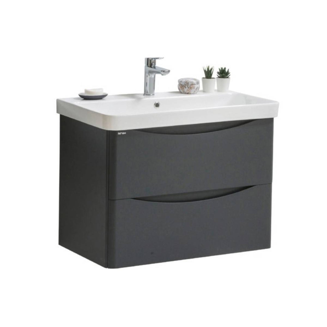 Happi 800mm Wall Hung Vanity Unit &amp; Basin - Matt Anthracite