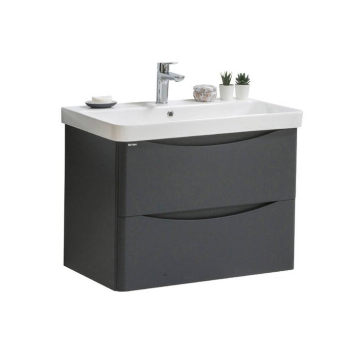 Happi 800mm Wall Hung Vanity Unit &amp; Basin - Matt Anthracite