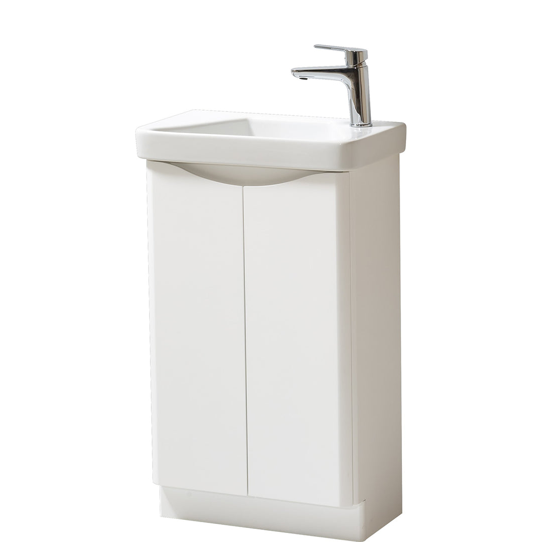 Happi 500mm Floor Standing Cloakroom Vanity Unit &amp; Basin - Gloss White