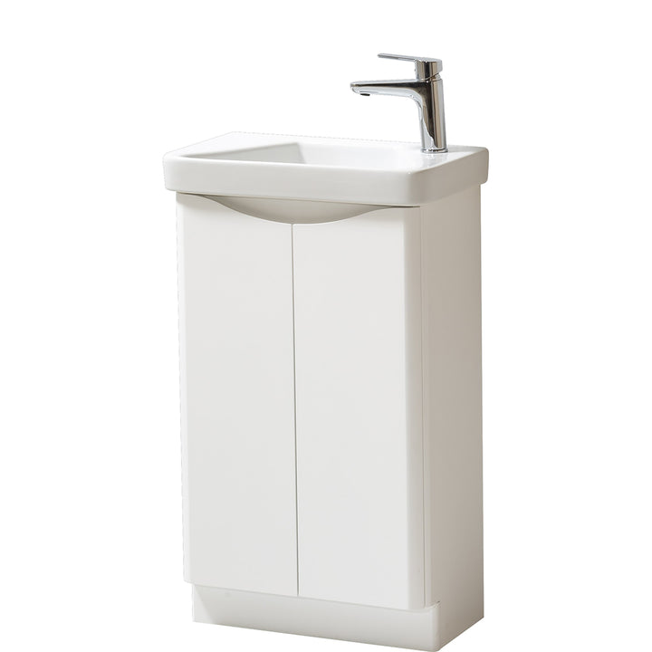 Happi 500mm Floor Standing Cloakroom Vanity Unit &amp; Basin - Gloss White