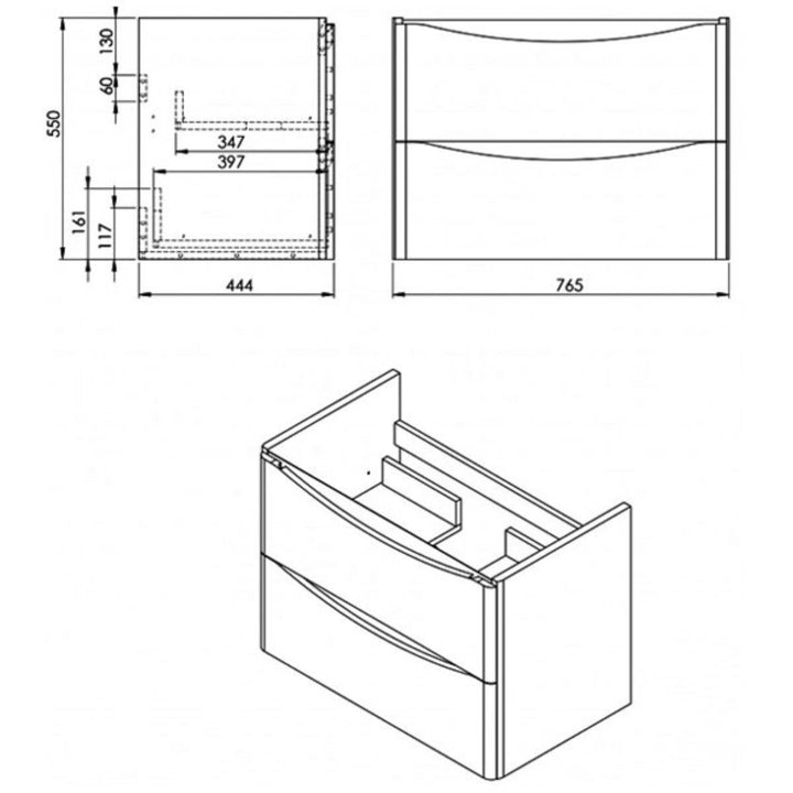 Happi 800mm Wall Hung Vanity Unit &amp; Basin - Matt Anthracite