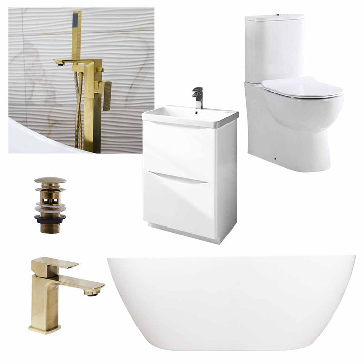 Happi Complete Freestanding Bath Suite - Brushed Brass