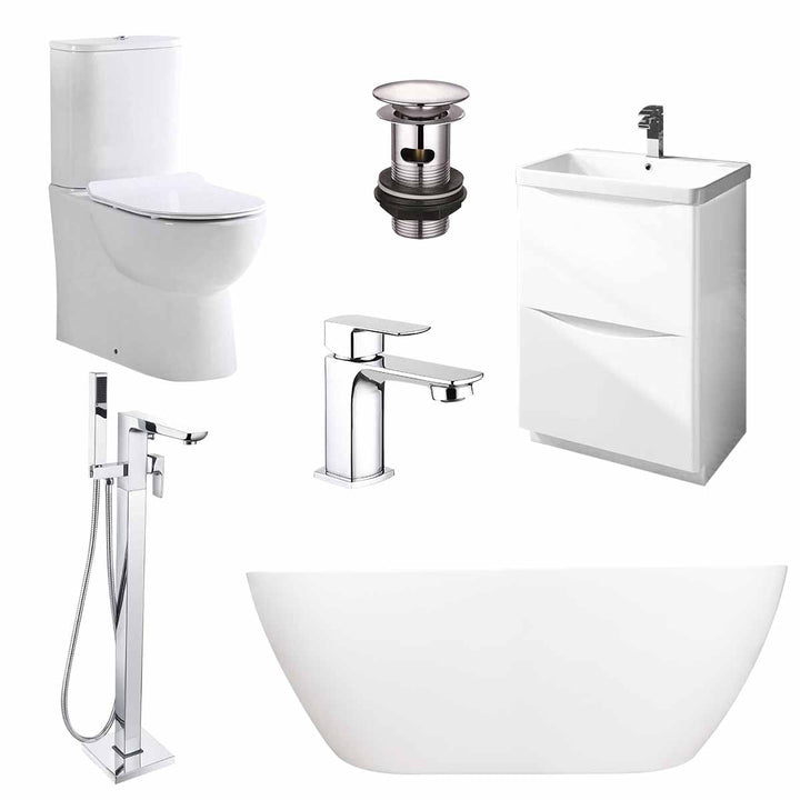 Happi Complete Freestanding Bath Suite - Chrome