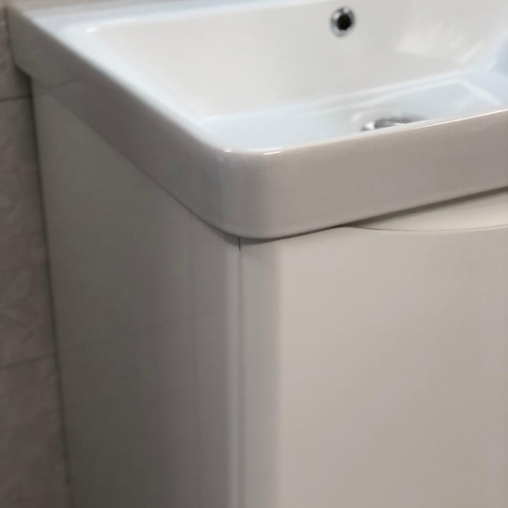 Happi 600mm Floor Standing Vanity Unit &amp; Basin - Gloss White