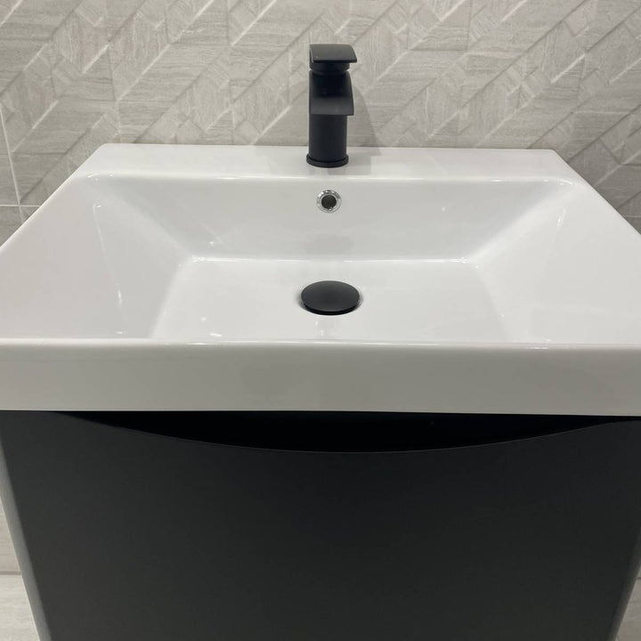 Happi 600mm Floor Standing Vanity Unit &amp; Basin - Black