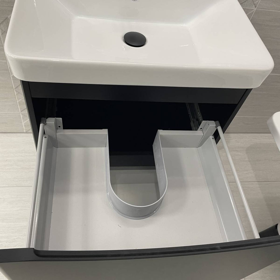 Happi 600mm Floor Standing Vanity Unit &amp; Basin - Black