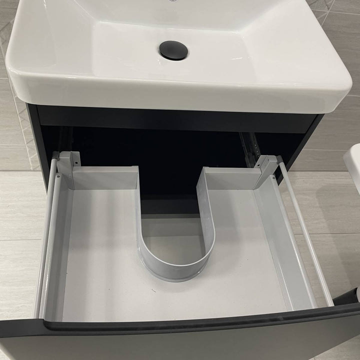 Happi 600mm Floor Standing Vanity Unit &amp; Basin - Black