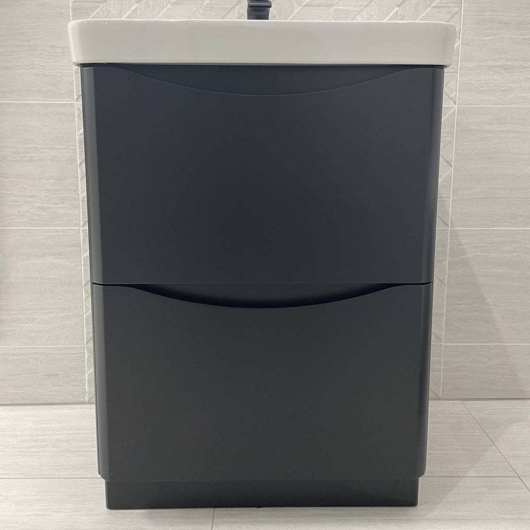 Happi 600mm Floor Standing Vanity Unit &amp; Basin - Black