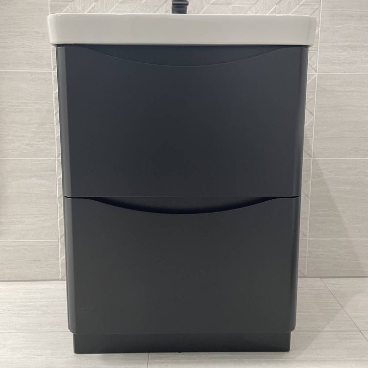 Happi 600mm Floor Standing Vanity Unit &amp; Basin - Black