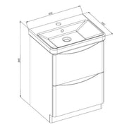 Happi 600mm Floor Standing Vanity Unit & Basin - Joanna - Technical drawing
