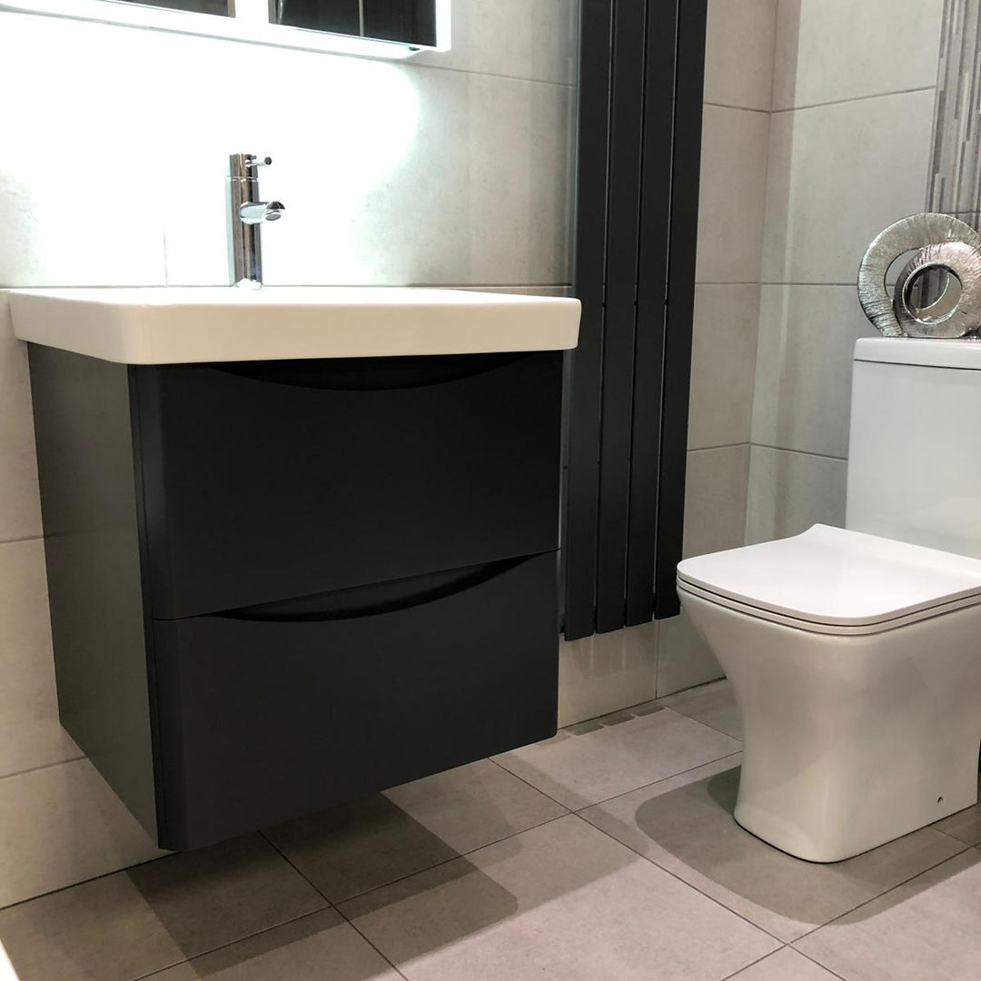 Happi 600mm Wall Hung Vanity Unit &amp; Basin - Matt Anthracite