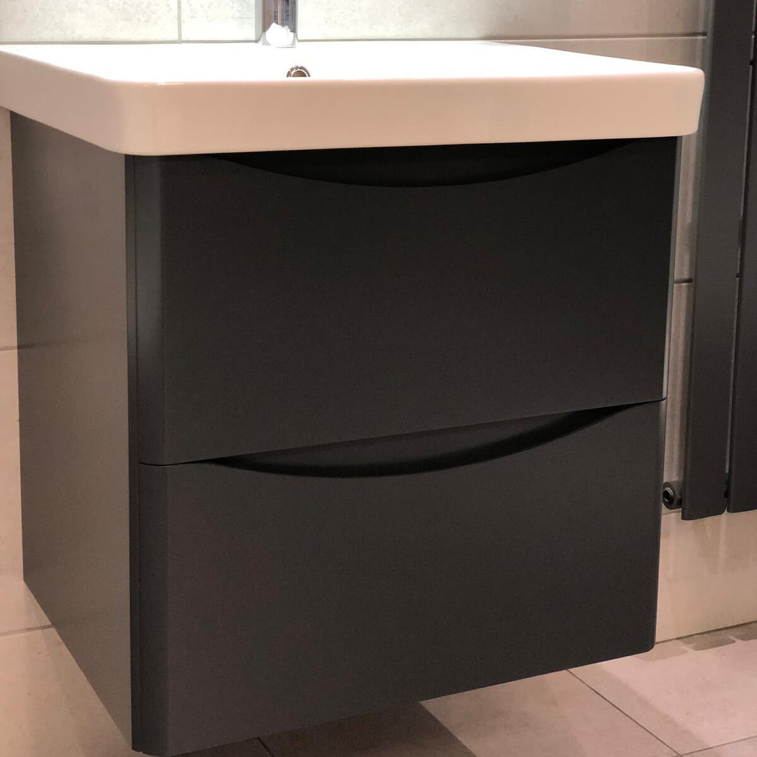 Happi 600mm Wall Hung Vanity Unit &amp; Basin - Matt Anthracite
