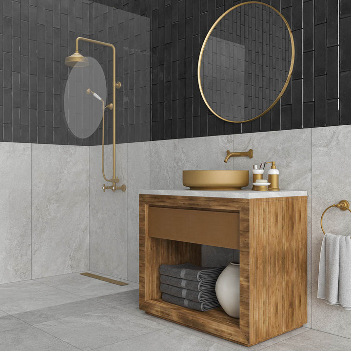 Harlequin Nero 7 x 28cm Matt Porcelain Wall Tile - 0.59sqm perbox