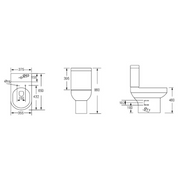 Harmony Rimless Comfort Height Close Coupled Toilet with Soft Close Toilet Seat - Technical drawing