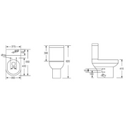 Harmony Rimless Close Coupled Toilet with Soft Close Toilet Seat - Technical drawing