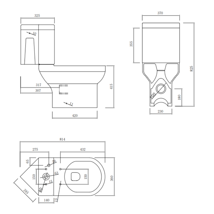 Harmony Rimless Close Coupled Corner Toilet with Soft Close Toilet Seat
