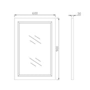 Harrogate 600 x 900mm Wall Mirror - Arctic White - Technical drawing