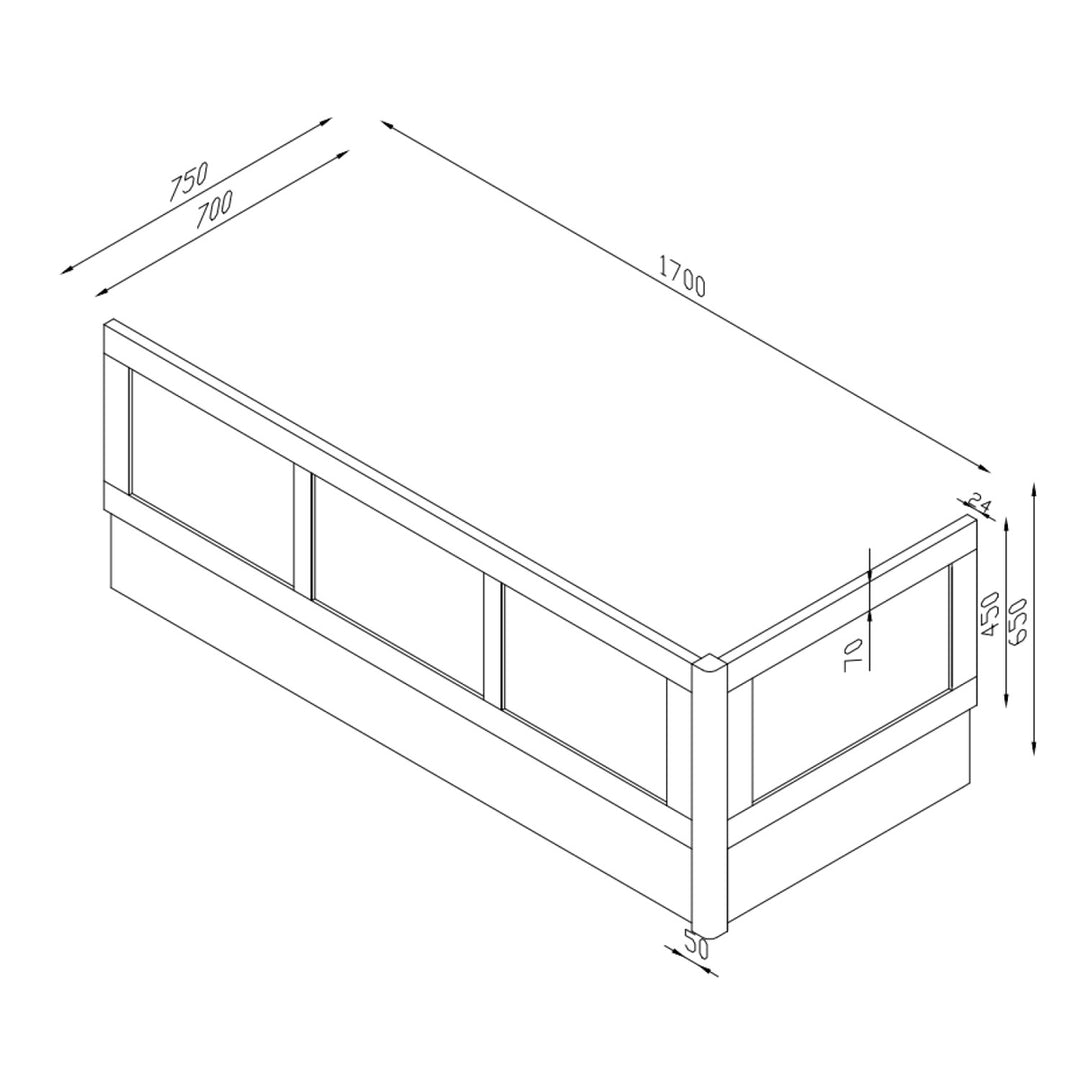 Harrogate 700mm Wooden Bath End Panel - Dovetail Grey