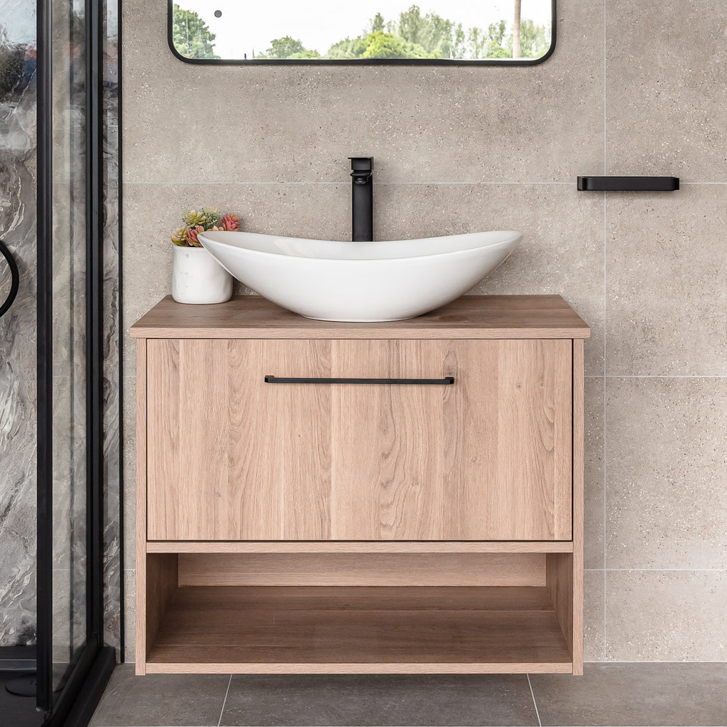 Josef Martin Havana 800mm Wall Hung Vanity Unit & Worktop - Brown