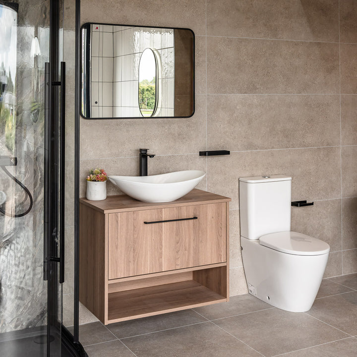 Josef Martin Havana 800mm Wall Hung Vanity Unit &amp; Worktop - Brown Cueno Oak