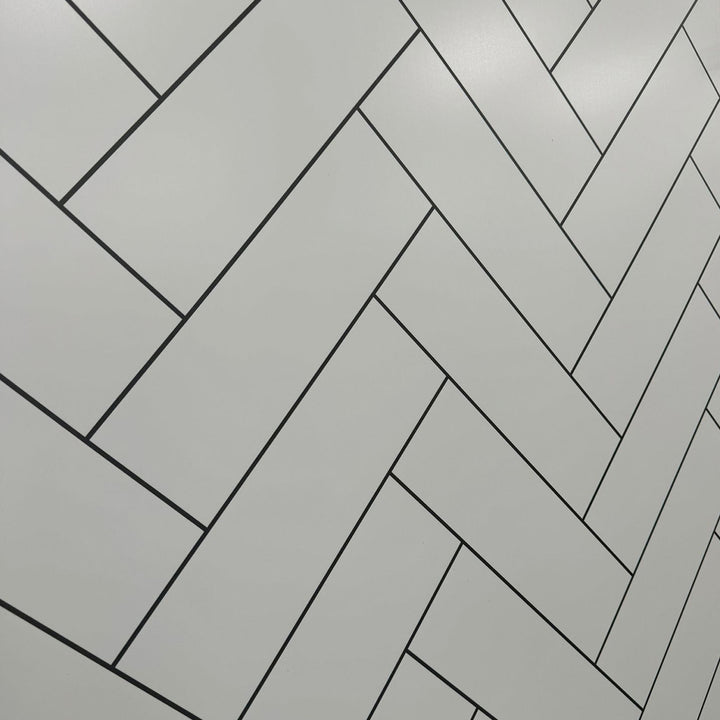 Lusso Panel Herringbone Brick White Tile 1m Twin Pack