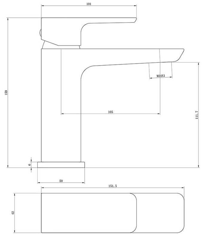 Eliseo Ricci Sharpe Mono Basin Mixer inc. Waste - Matt Black