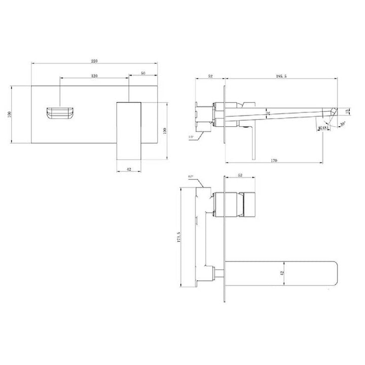 Eliseo Ricci Sharpe Wall Mounted Basin Mixer - Matt Black