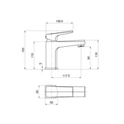 Nuie Hardy Mono Basin Mixer inc. Waste - Technical drawing