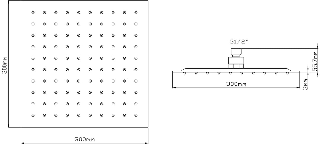 Hudson Reed 300mm Square Fixed Head HEAD58
