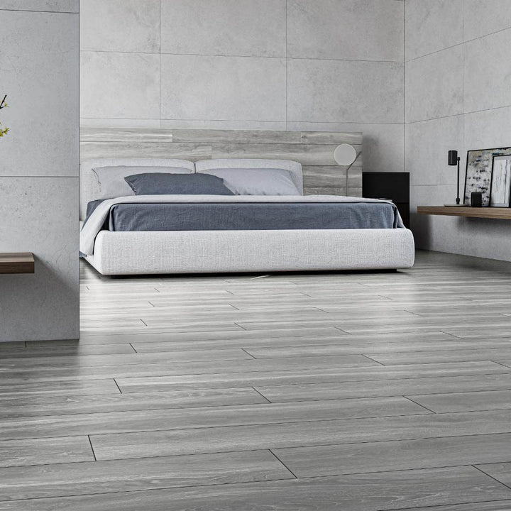 Helsinki Gris Grey 20 x 120cm Wood Effect Rectified Porcelain Tile - 1.68sqm perbox