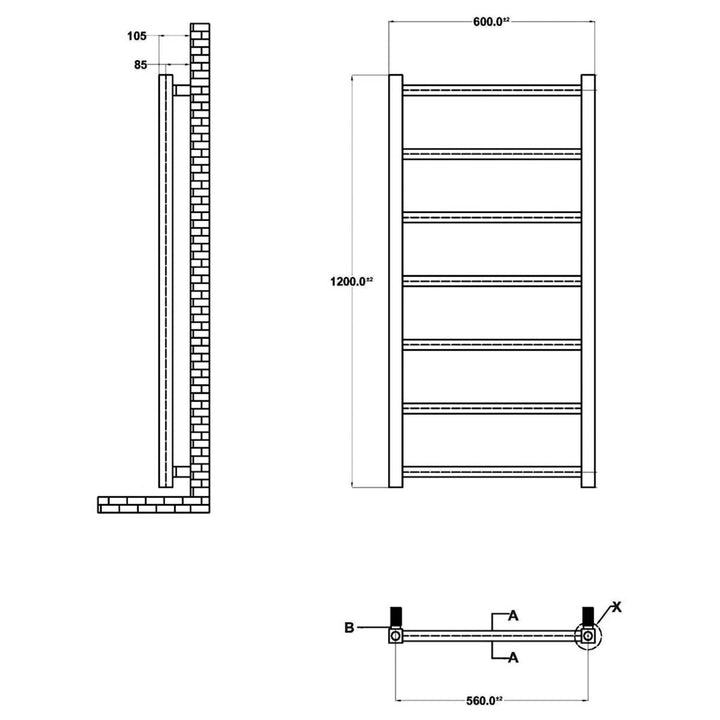 Hudson Reed Eton 1200 x 600mm Designer Radiator - Chrome HL376