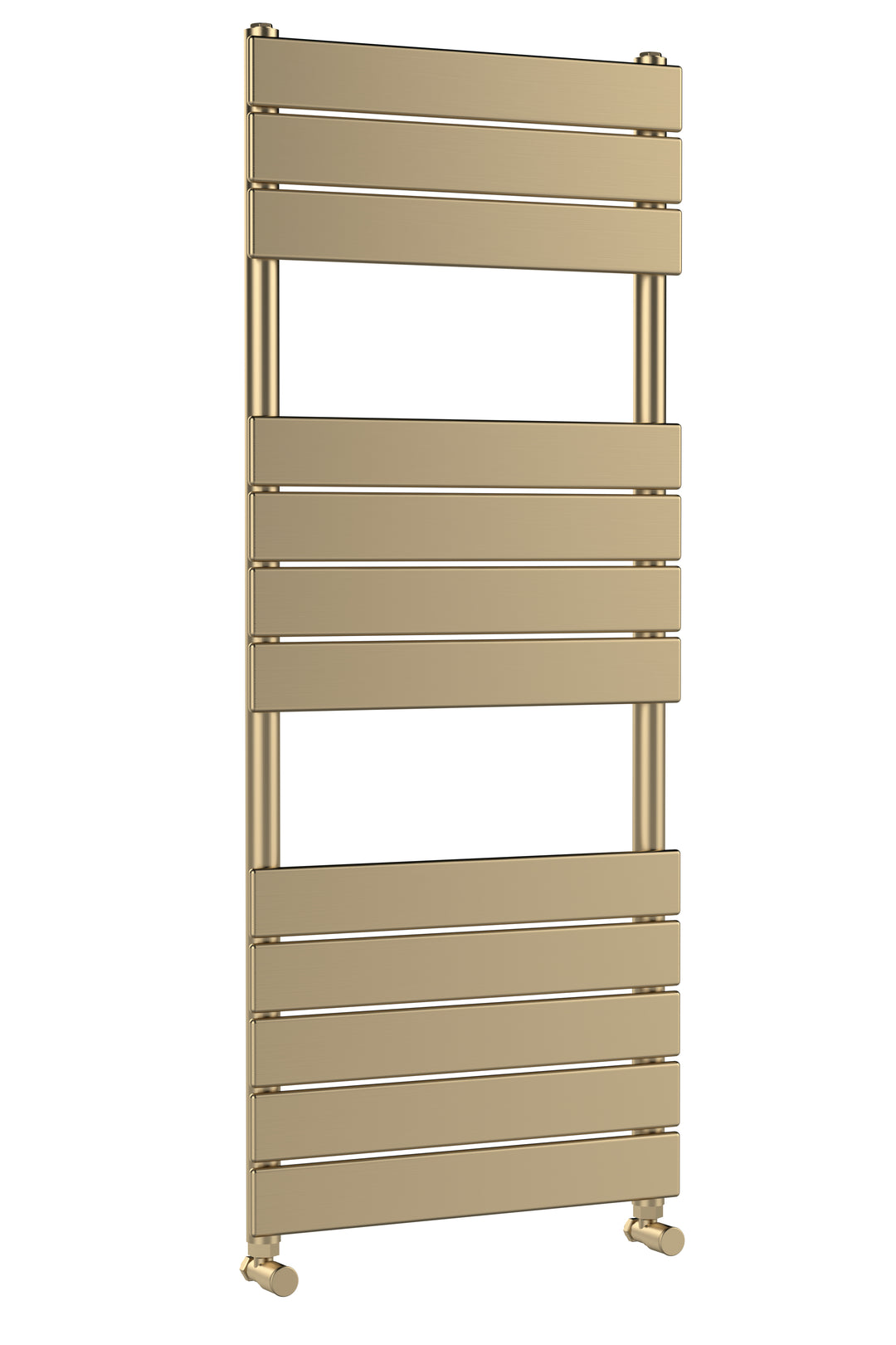 Hudson Reed Piazza Square Flat Towel Radiator 1213x500mm - Brushed Brass
