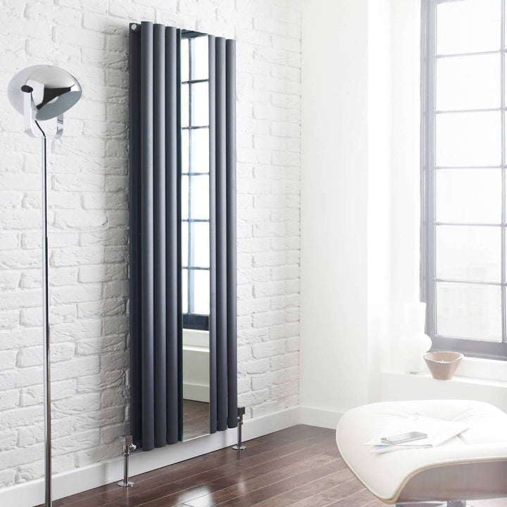 Hudson Reed Revive 1800 x 499mm Double Panel Radiator with Mirror - Anthracite HLA79