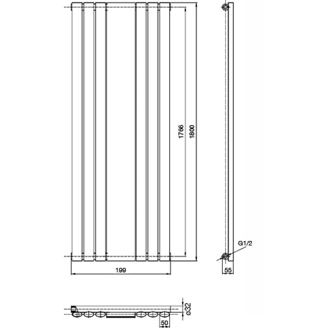 Hudson Reed Revive 1800 x 499mm Single Panel Radiator with Mirror - White HL330