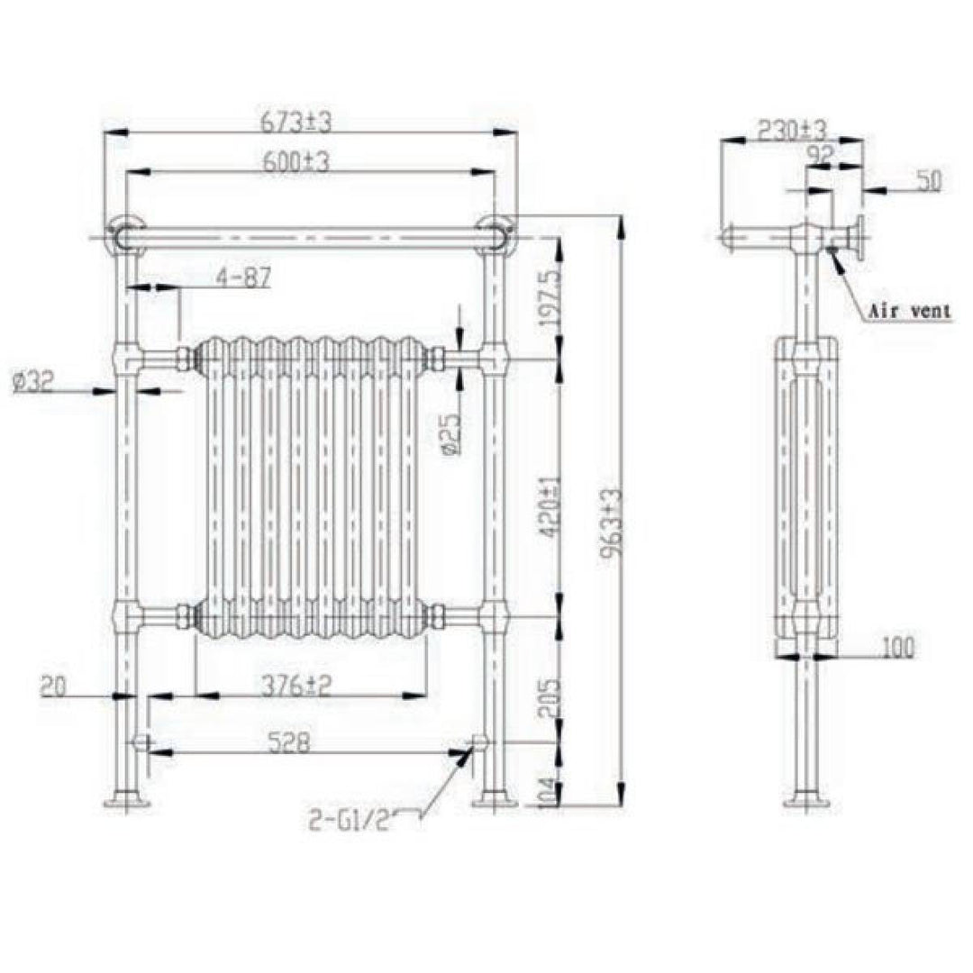 Traditional English Balmoral Cast Iron Bathroom Radiator