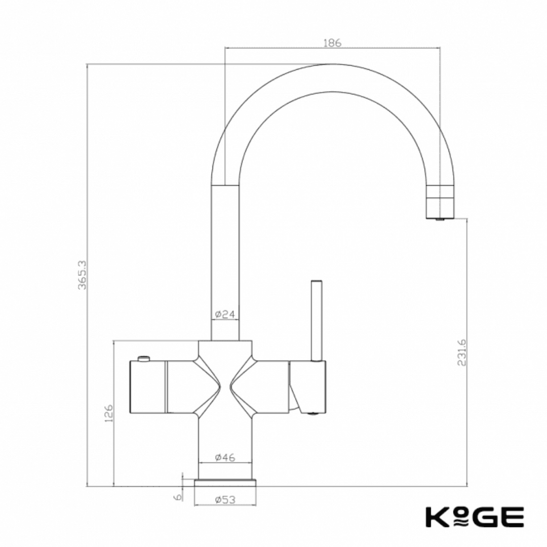 Eliseo Ricci 3 in 1 Swan Spout Instant Boiling Water Kitchen Tap - Brushed Brass